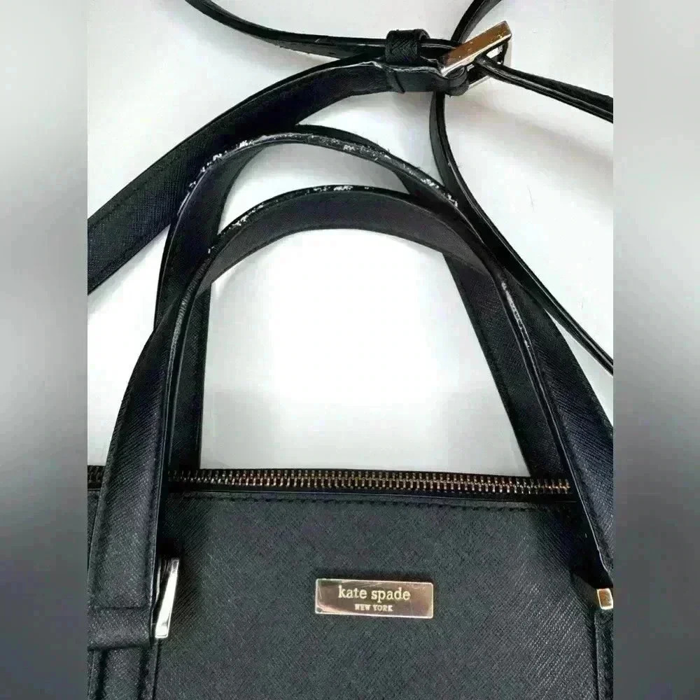 Kate Spade Newbury Lane Black Saffiano Leather Satchel Purse - Picture 4 of 8
